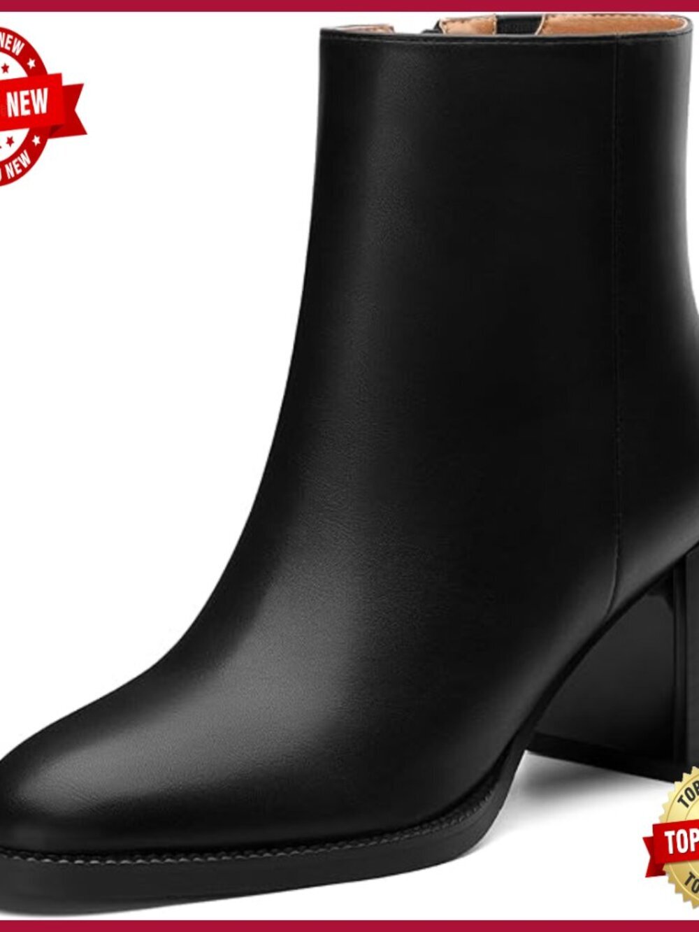 Chunky Block Heel Ankle Booties Side Zipper Fall Fashion Boots
